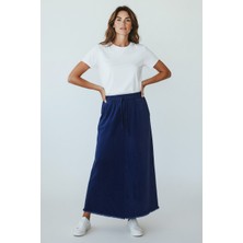 Ece Giyim Kadın Beli Lastikli Cepli Pamuklu Spor Pamuk Gabardin Etek