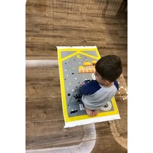 Aymira Home Dekoratif Dijital Baskılı Siyah Kaymaz Taban Eğitici Küçük Çocuk Seccade Namazlık 60X100