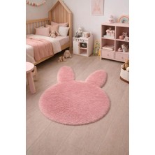 Saymine Kuzu Post Peluş Süet Taban Ince Tavşan Desenli Halı - Yumuşak Dokulu Tüy