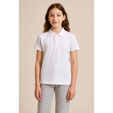 GMG Collection Baby Lacost Yaka Okul Tişört Kısa Kol Beyaz