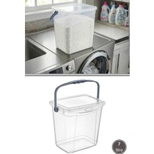 Flora 7 Lt Şeffaf Deterjan Kutusu, Kulplu ve Kapaklı Çok Amaçlı Düzenleyici Saklama Kabı 1 Adet