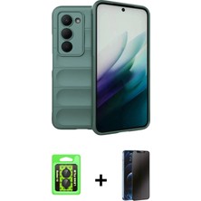 Redmi 15 4g Atlas Koleksiyonu - Siyah 3D Antistatik Hayalet Cam Ekran Koruyucu + Siyah Raze Metal Kamera Lens