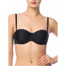 Nivene Mikro Boş Desteksiz Straplez B-Cup Sütyen Siyah