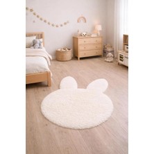 Saymine Kuzu Post Peluş Süet Taban Ince Tavşan Desenli Halı - Yumuşak Dokulu Tüy