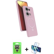 Redmi Note 13 Pro 4g Iz Işık Koleksiyonu - Siyah 3D Antistatik Seramik Nano Ekran Koruyucu + Gümüş Raze Metal Kamera Lens