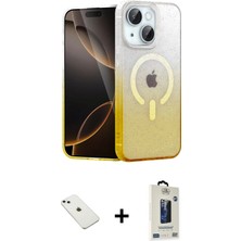 iPhone 14 Eksen Minimal Özel Seri - Siyah Bilvis Hayalet Cam Ekran Koruyucu + Sierra Blue Diamond Kamera Lens