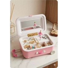 Ayder Online Satış Hareketli  Balerinli Işıklı Kurmalı Müzikli Bavul  Şekline Takı Saklama  Kutusu