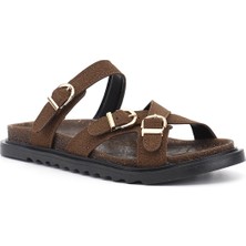 Gönderi(r) Kadın Kahve Süet  Tokalı Günlük Terlik