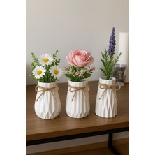 MİNİK ATÖLYE 3'lü Bohem Dekoratif Vazo 10X10 Taş Tozu