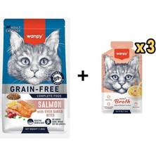 Wanpy Tahılsız Somonlu Yetişkin Kedi Maması 1,5 kg + 3 Adet Wanpy Somonlu ve Ton Balıklı Kedi Çorbası 50 gr