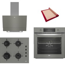 Beko New Grey Star 3lü Ankastre Set ( Bfc 330 G - Bocd T 6011 Eg - Bde 6050 G ) - Silikon Yanmaz Yapışmaz Pişirme Matı ile Birlikte