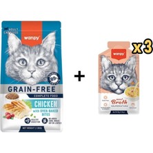 Wanpy Tahılsız Tavuklu Yetişkin Kedi Maması 1,5 kg + 3 Adet Wanpy Somonlu ve Ton Balıklı Kedi Çorbası 50 gr