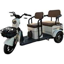 Motolüx Fayton FX10 Krem Beyaz Elektrikli Motosiklet 60V - 24Ah Batarya 180 kg Taşıma Kapasitesi 3 Tekerlek