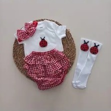 Mars Baby Kız Bebek Fırfır Şort Etek Badili Çorap Takımı Uğur Böceği Temalı Özel Gün Kullanımı