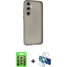Galaxy A15 4g Atlas Minimal Prime - Siyah 3D Antistatik Seramik Nano Ekran Koruyucu + Gümüş Raze Metal Kamera Lens