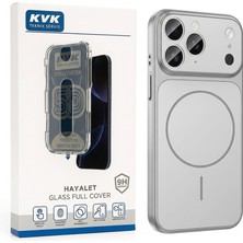 KVK Teknik Servis iphone 16 Pro Uyumlu Manyetik Telefon Kılıfı + 9h Hayalet Cam Full Cover Ekran Koruyucu Set - Tak & Kullan Montaj Aparatlı