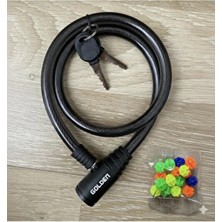 12*80 Bisiklet Halat Kilit Golden Lüks Bisiklet Kilidi (Siyah-Kırmızı-Mavi Renk)