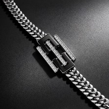 Çelik Zirkon Taşlı Erkek Bileklik – Modern Zincir Bileklik