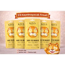 Kiva Kedi 5’li Kağıt Yüz Maskesi Seti Kolajen Amino Asit Sheet Face Mask Cilt Bakım Maskesi