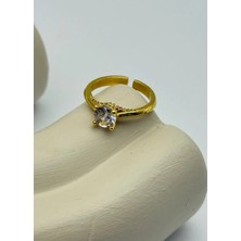 Biju Yılmaz 22K Altın Kaplama 12'li Tek Taş Yüzük - 2522KY08