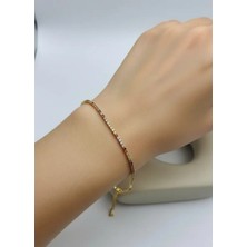 Biju Yılmaz Çelik Gold Mini Renkli Yuvarlak Taşlı Su Yolu Bileklik - 26SLB42