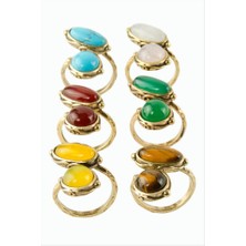 Zero Land Ozdestor Yuvarlak Oval Doğaltaşlı Otk Yüzük - Pembe Kuvars