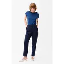 Love My Body Beli Lastikli Gabardin Pantolon Lacivert 153L7999008