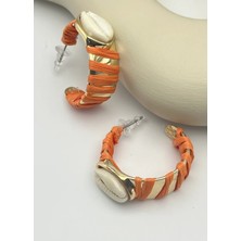 Biju Yılmaz Vip Gold Turuncu Küpe - 25-VIP244