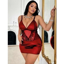 Bleu Petite Büyük Beden Transparan Detay Suni Deri Kadın Şık Gece Elbise