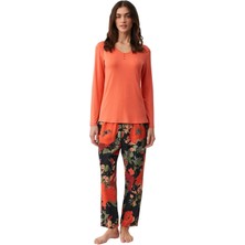 Penye Mood Kadın Turuncu Pijama Takımı PM9911
