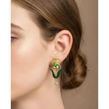 Biju Yılmaz Xuping Yeşil Taşlı Gül Küpe - 25-XPKP263