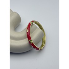 Biju Yılmaz Vip Gold Çiçekli Kırmızı Mineli Kelepçe - 26KLP40