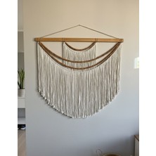 Vobu Home & Life Design Krem Renkli Makrome Duvar Süsü - Yatak Başlığı - Iskandinav Tarz Ev Dekoru -Bohem Dekor