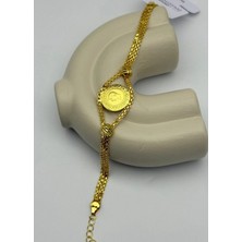 Biju Yılmaz 22K Altın Kaplama Çeyrekli Bileklik - 25-22K17