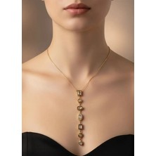 Biju Yılmaz Çelik Gold Taşlı Tasarım Y Kolye - 26CLKO14