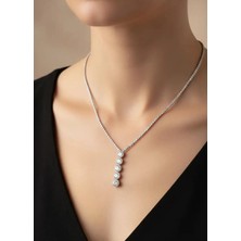 Biju Yılmaz Vip Silver Su Yolu Kare Taşlı Kolye - 25-VIPK34