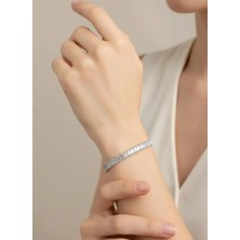 Biju Yılmaz Çelik Silver Baget Taşlı Su Yolu Bileklik - 26SLB03