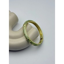 Biju Yılmaz Vip Gold Çiçekli Yeşil Mineli Kelepçe - 26KLP38