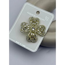 Biju Yılmaz Vip Gold Taşlı Yonca Broş - 26BRS17