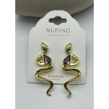 Biju Yılmaz Xuping Gold Mor Taşlı Yılan Küpe - 25XPKP348