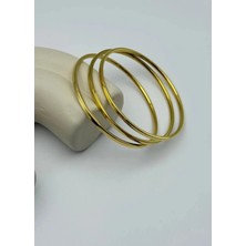 Biju Yılmaz Çelik Gold 3'lü Ince Ajda Bilezik 2mm - 25-AJD07