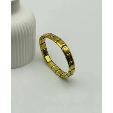 Biju Yılmaz Çelik Gold Italyan Nomi Bileklik - 25-BLK92