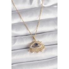 Bazarhane 316L Çelik Gold Renk Zincir Zirkon Taşlı Göz Model Kadın Yüzük
