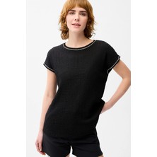 Love My Body Yakası Taşlı Bluz Siyah 115L9963000