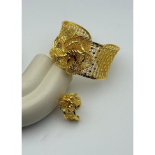 Biju Yılmaz Vip 22K Altın Kaplama Yüzük Kelepçe Set - 2622KLP03