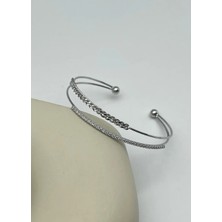 Biju Yılmaz Vip Silver Taşlı Kelepçe - 26VIPK04