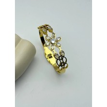 Biju Yılmaz Çelik Gold Taşlı Çiçek Kelepçe - 26KLP09