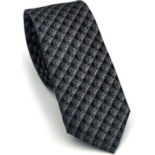 Gaffy Füme Küp Desenli Gri Dokuma Kumaş Mendilli Slim Fit Kravat // SDK-2605-3