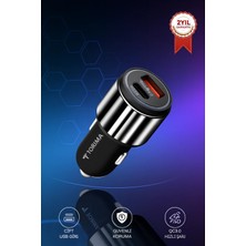 Torima C16 45W Silver Araç Şarj Cihazı Lıghtnıng Kablolu Hızlı Şarj Adaptörü