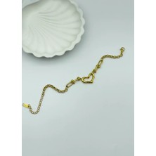 Biju Yılmaz Çelik Gold Kalp Bileklik - 25-BLK43